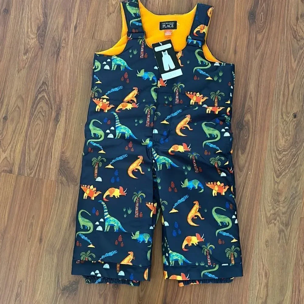 NWT the children's place snow overalls dinosaurs 18 to 24 months ski overalls